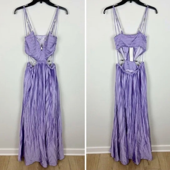 JONATHON SIMKHAI WOMEN’S MARLI CUT-OUT PLEATED MAXI DRESS, SIZE US 6, LAVENDER - Picture 9 of 15